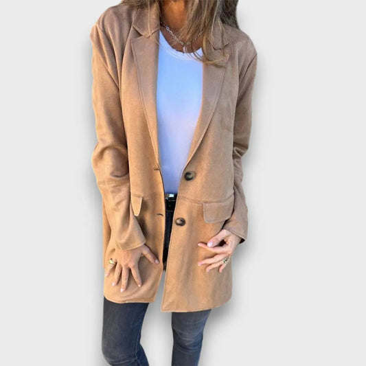 Eloise - Elegante Blazer-Cardigan Camel para Estilo Sofisticado