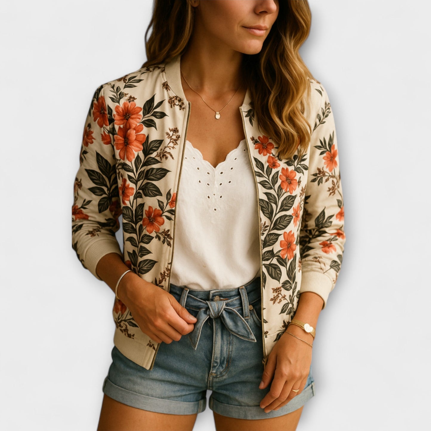 Kaelin - Elegante Bomber Floral para un Estilo Único