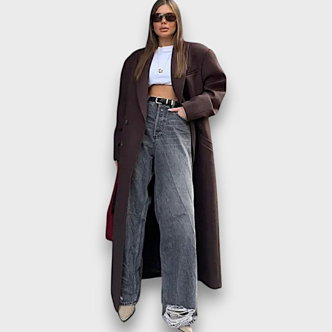 Oslaine – Abrigo Maximalista de Lana con Estilo Masculino