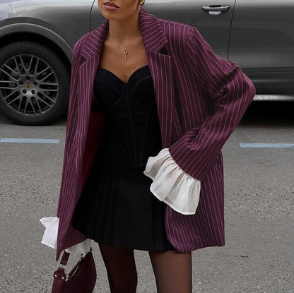 FIORA - Elegante Chaqueta de Traje Rojo Vino