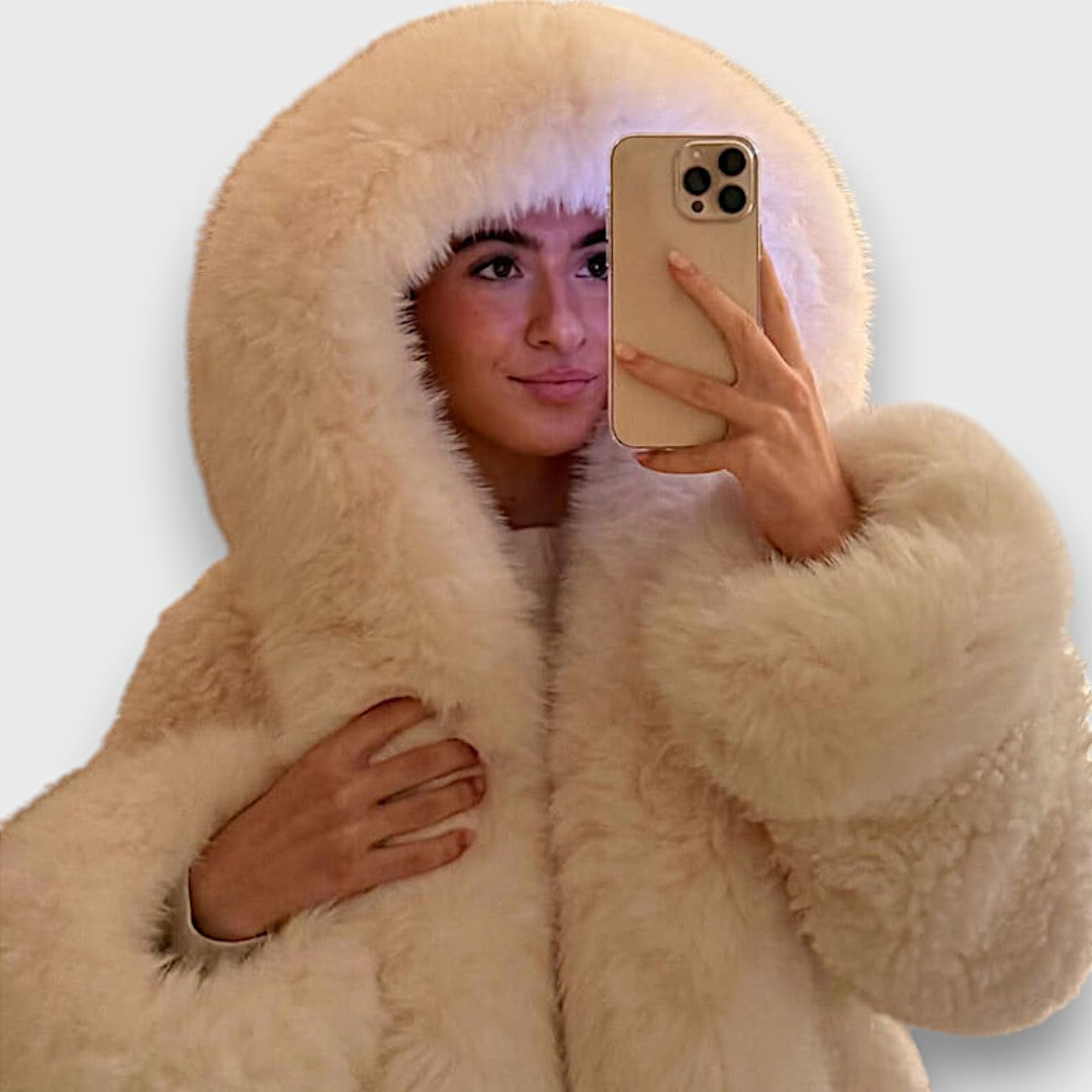 Noeline - Chaqueta Cortaviento de Piel Sintética con Capucha