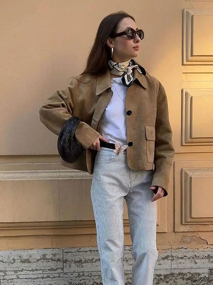 Chaqueta Marissa de Ante Sintético Elegante y Versátil