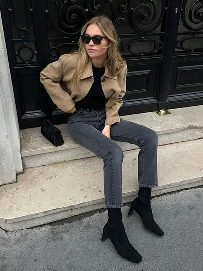 Chaqueta Marissa de Ante Sintético Elegante y Versátil