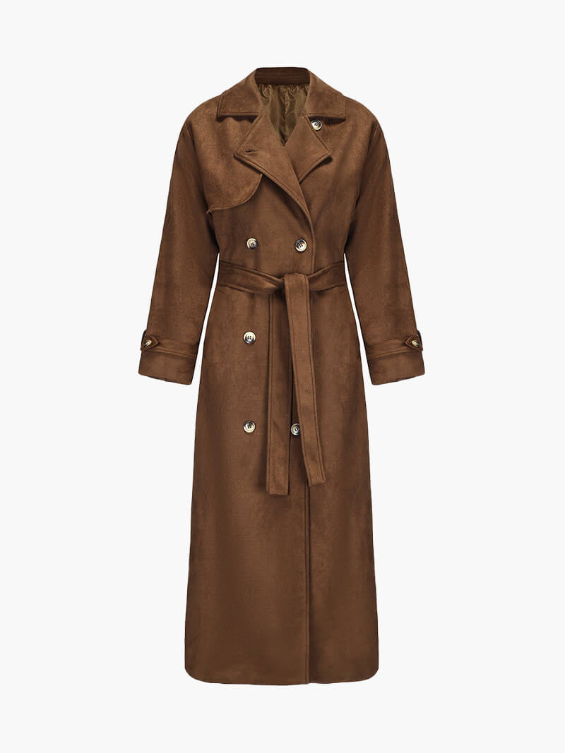 Abrigo Trench Molly: Elegancia en Suede Sintético