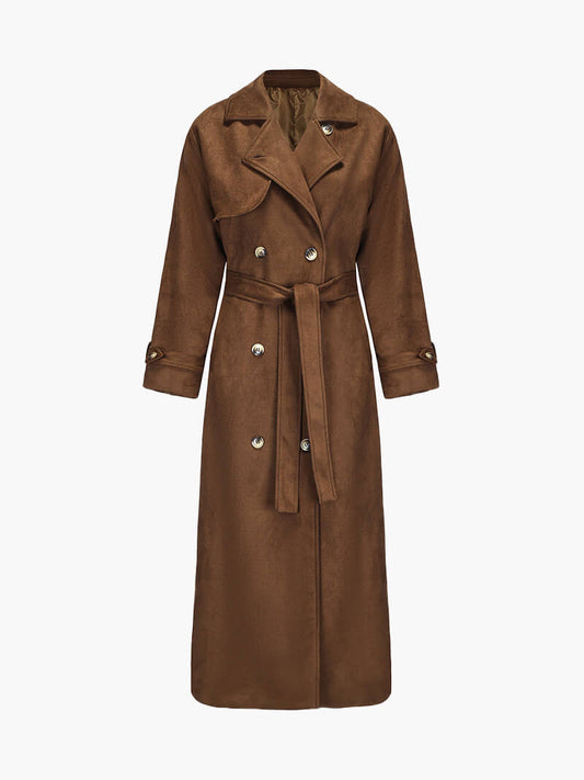 Abrigo Trench Molly: Elegancia en Suede Sintético
