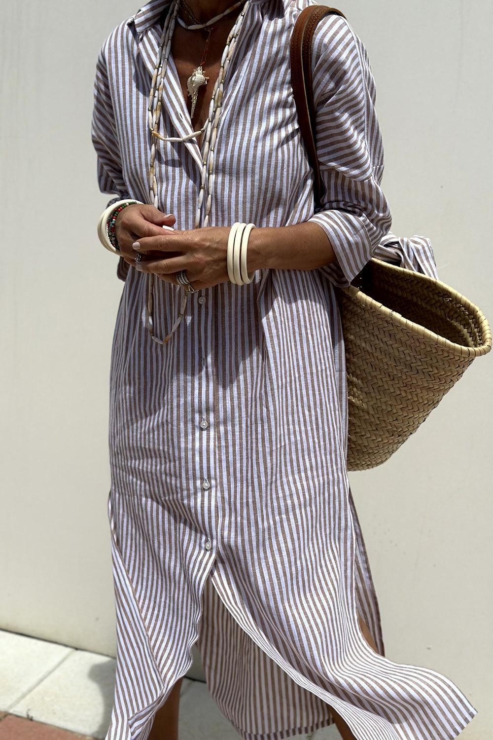 Kalina | Elegante vestido camisero a rayas