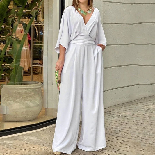 Daria | Mono elegante con escote en V y pantalones anchos