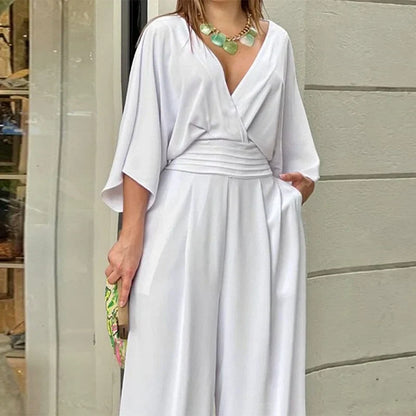 Daria | Mono elegante con escote en V y pantalones anchos