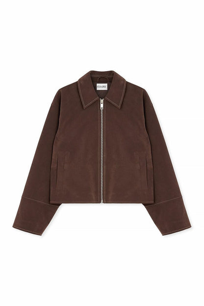 VALIRA Chaqueta de Ante Sintético con Cremallera Elegante