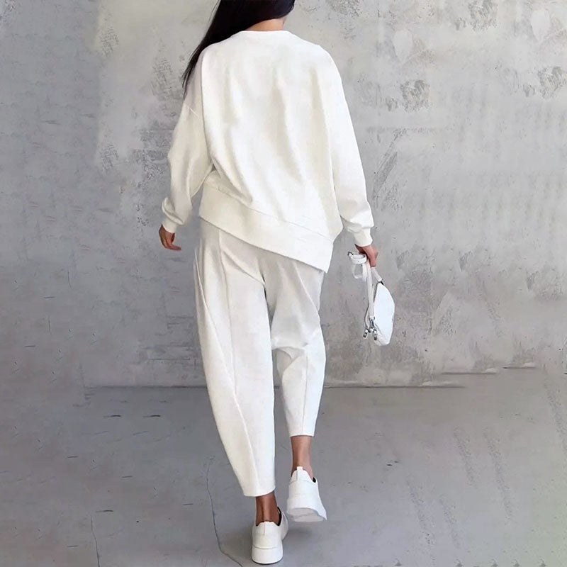 Léa | Conjunto de dos piezas con blusa de manga larga y pantalón amplio