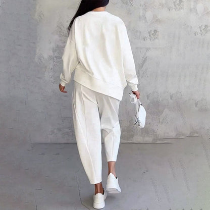 Léa | Conjunto de dos piezas con blusa de manga larga y pantalón amplio